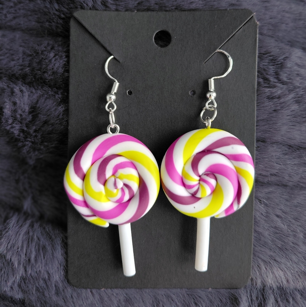 Handmade Colorful Swirl Lollipop Earrings